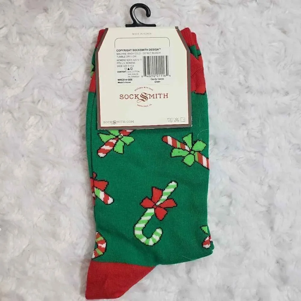 NWT Candy Cane Christmas socks womens shoe 5-10.5